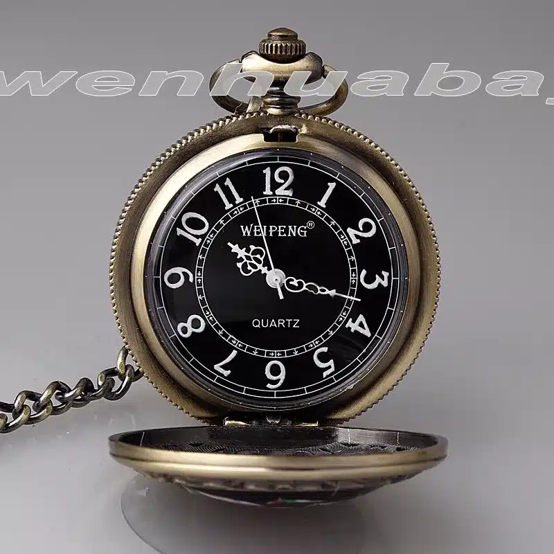 New Arrival Cool Bronze Red Beautiful flowers Quartz Pocket Watch Pendant FOB Chain Women Men's Boy Best Gifts P340 10