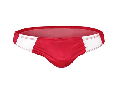 punased ja valged napi lõikega ujumispüksid