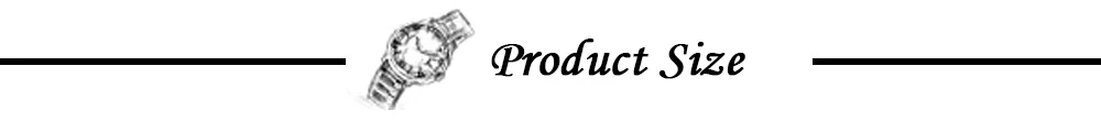 joonistus käekellast ja tekst 'product size'