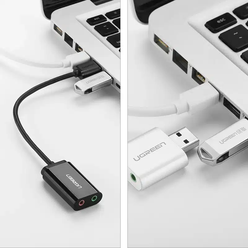 Ugreen Sound Card External 3.5mm USB Adapter USB to Microphone Speaker Audio Interface for PS4 Pro Computer USB Sound Card 3