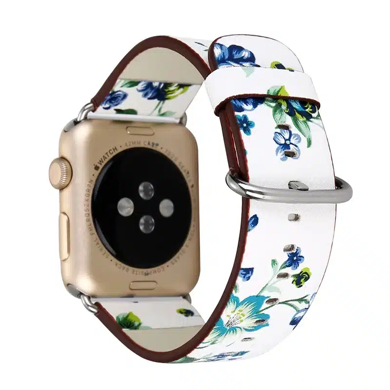 Leather Watch Band for Apple Watch 42/44mm 38/40mm Series 1/2/3/4 Flower Strap Floral Prints Wrist Watch Bracelet I212. 6