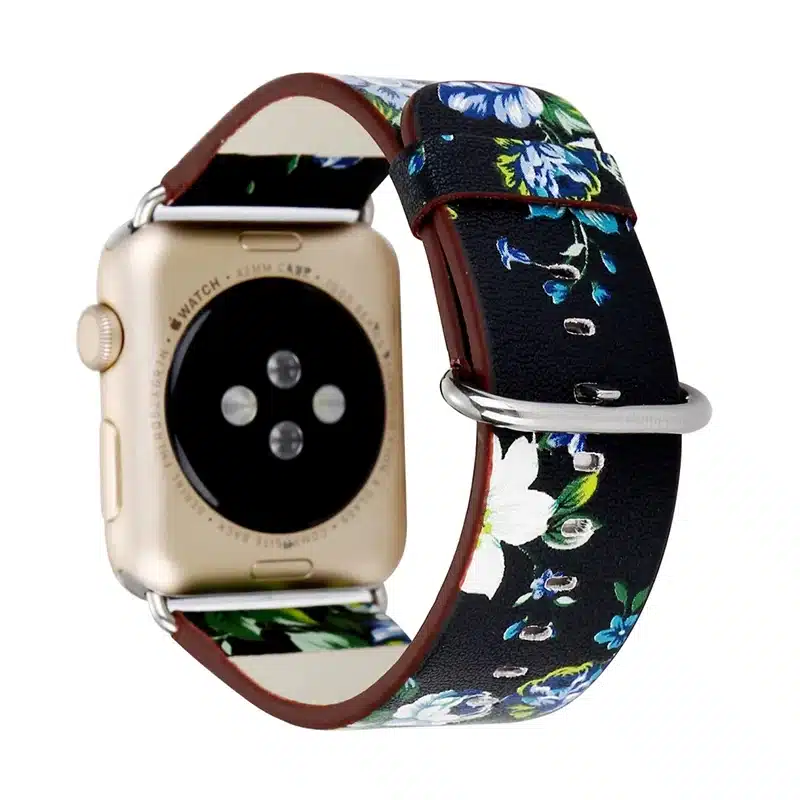Leather Watch Band for Apple Watch 42/44mm 38/40mm Series 1/2/3/4 Flower Strap Floral Prints Wrist Watch Bracelet I212. 8