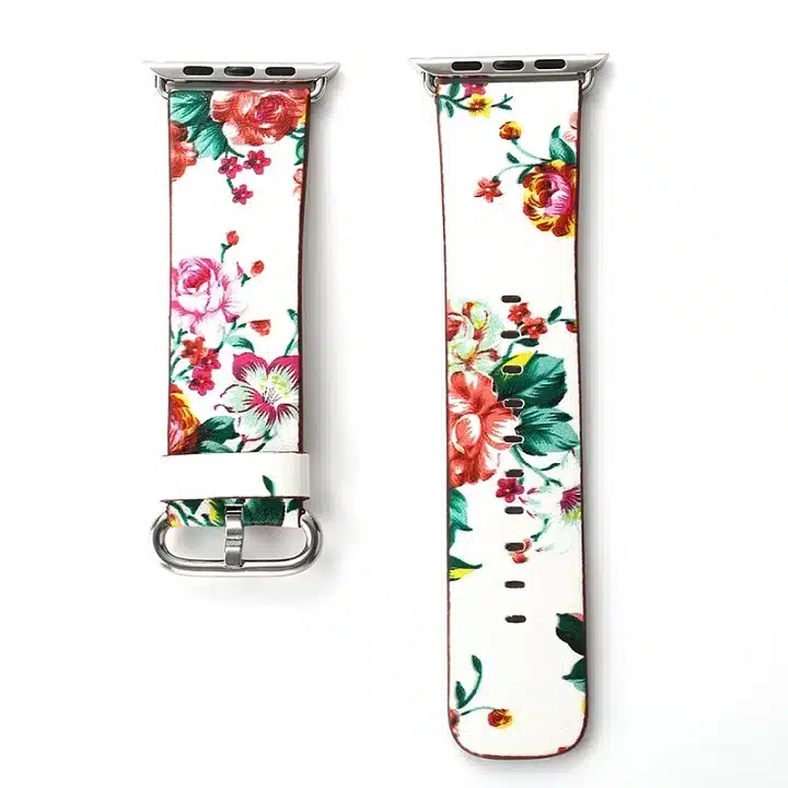 Leather Watch Band for Apple Watch 42/44mm 38/40mm Series 1/2/3/4 Flower Strap Floral Prints Wrist Watch Bracelet I212. 10