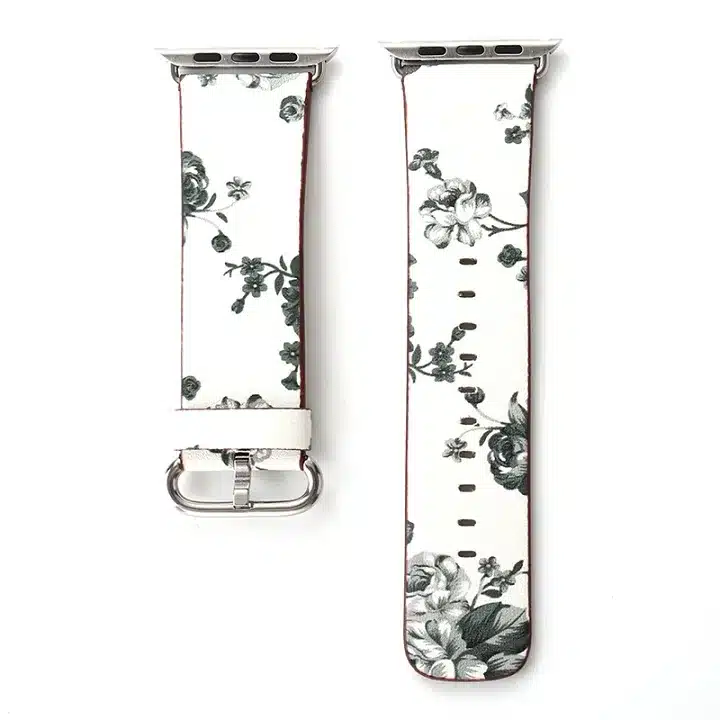 Leather Watch Band for Apple Watch 42/44mm 38/40mm Series 1/2/3/4 Flower Strap Floral Prints Wrist Watch Bracelet I212. 14