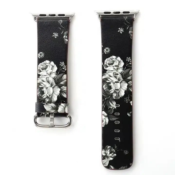 Leather Watch Band for Apple Watch 42/44mm 38/40mm Series 1/2/3/4 Flower Strap Floral Prints Wrist Watch Bracelet I212. 15