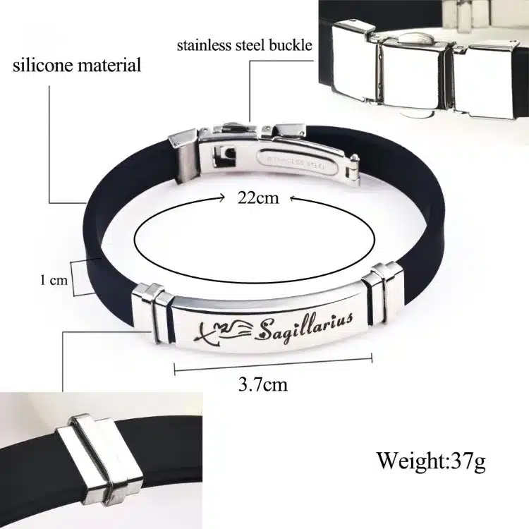 12 Constellations stainless steel Bracelets Men rubber Charm Casual Personality Bracelets & Bangles Jewelry For Women pulseras 55