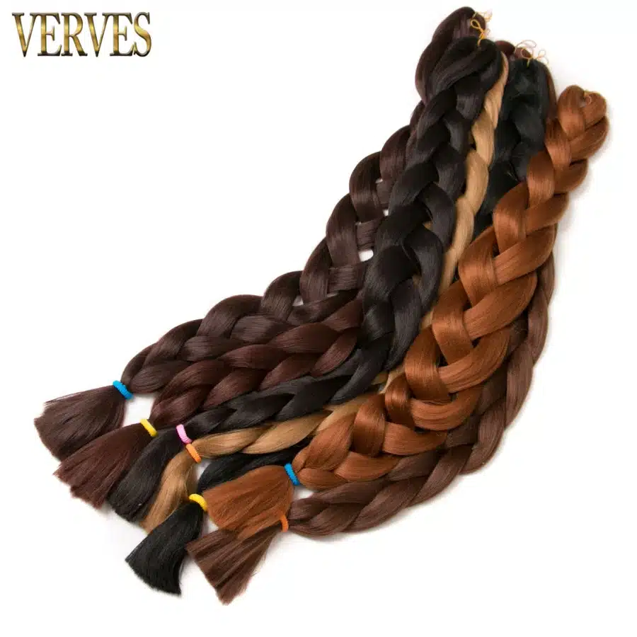 VERVES Braiding Hair one piece 82 inch Synthetic Kanekalon Fiber braid 165g/piece pure color crochet Jumbo Braid Hair Extensions 13