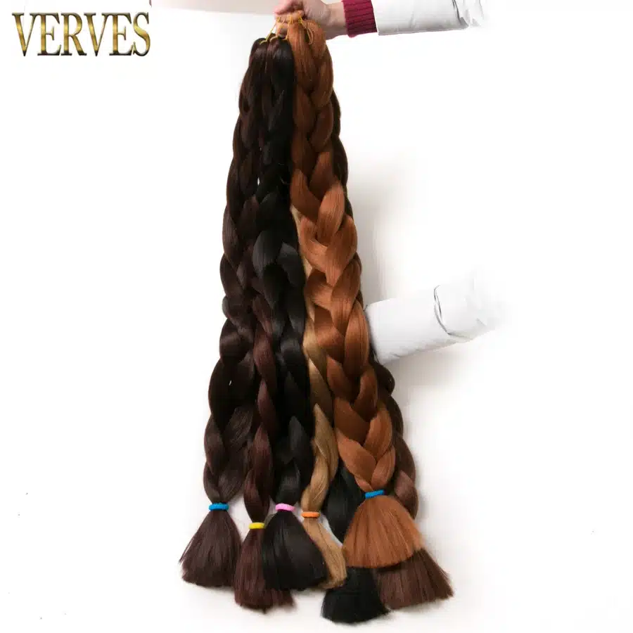 VERVES Braiding Hair one piece 82 inch Synthetic Kanekalon Fiber braid 165g/piece pure color crochet Jumbo Braid Hair Extensions 14