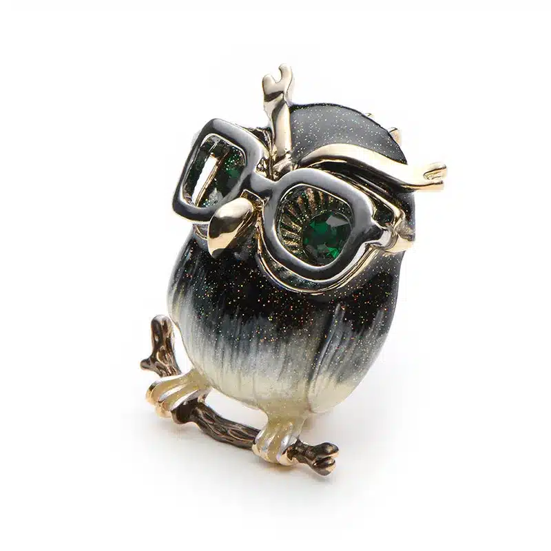 Wuli&Baby Alloy Glasses Owl Brooches For Women And Men Metal Bird Animal Enamel Brooch Pins Christmas Gifts 11
