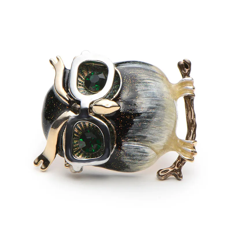 Wuli&Baby Alloy Glasses Owl Brooches For Women And Men Metal Bird Animal Enamel Brooch Pins Christmas Gifts 12