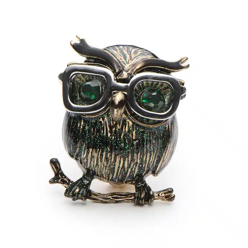 Wuli&Baby Alloy Glasses Owl Brooches For Women And Men Metal Bird Animal Enamel Brooch Pins Christmas Gifts 13