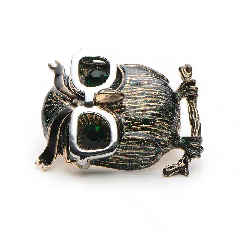 Wuli&Baby Alloy Glasses Owl Brooches For Women And Men Metal Bird Animal Enamel Brooch Pins Christmas Gifts 14