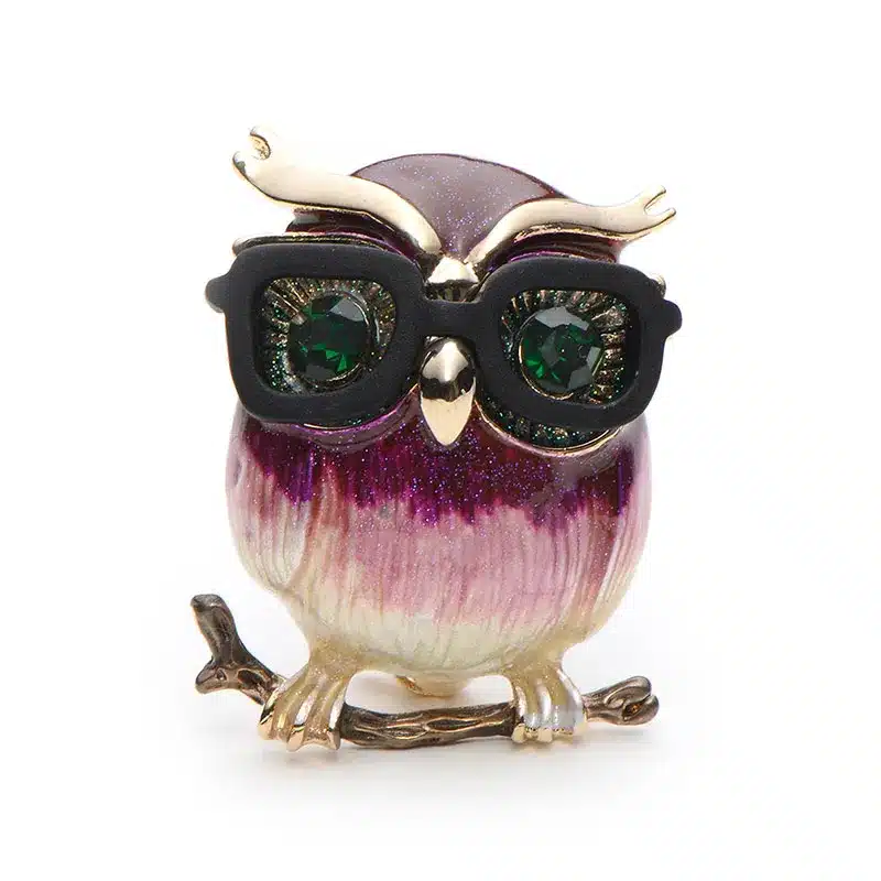 Wuli&Baby Alloy Glasses Owl Brooches For Women And Men Metal Bird Animal Enamel Brooch Pins Christmas Gifts 15