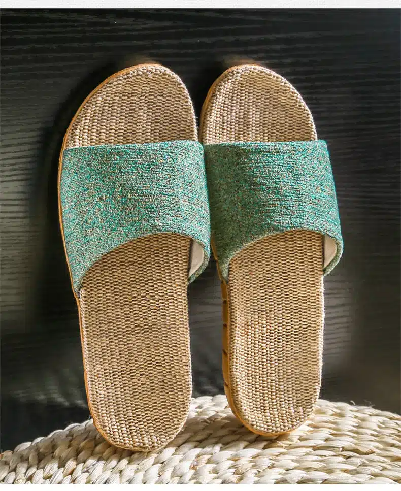 Suihyung Summer Flax Slippers Mixed Colors Casual Indoor Floor Shoes Home Slipper Lovers Women Men Open Toe Slippers Flat Shoes 18