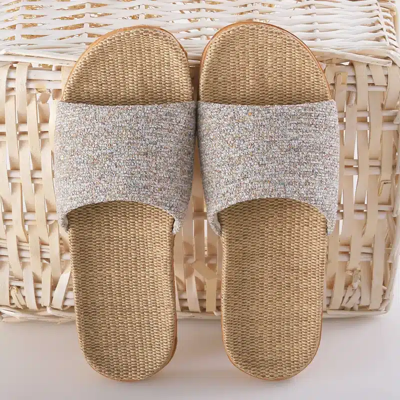 Suihyung Summer Flax Slippers Mixed Colors Casual Indoor Floor Shoes Home Slipper Lovers Women Men Open Toe Slippers Flat Shoes 27