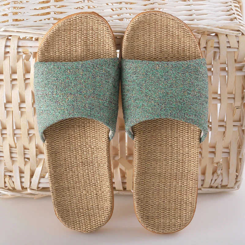 Suihyung Summer Flax Slippers Mixed Colors Casual Indoor Floor Shoes Home Slipper Lovers Women Men Open Toe Slippers Flat Shoes 28