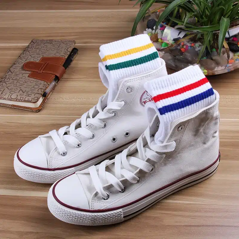 Classic Men 2 Two Stripes Cotton Socks Retro Old School Hiphop Skate Short Meias Calcetine white black harajuku cheap cool 17
