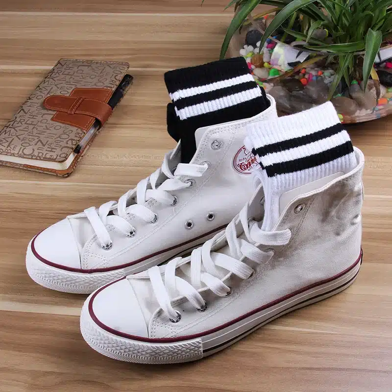 Classic Men 2 Two Stripes Cotton Socks Retro Old School Hiphop Skate Short Meias Calcetine white black harajuku cheap cool 19