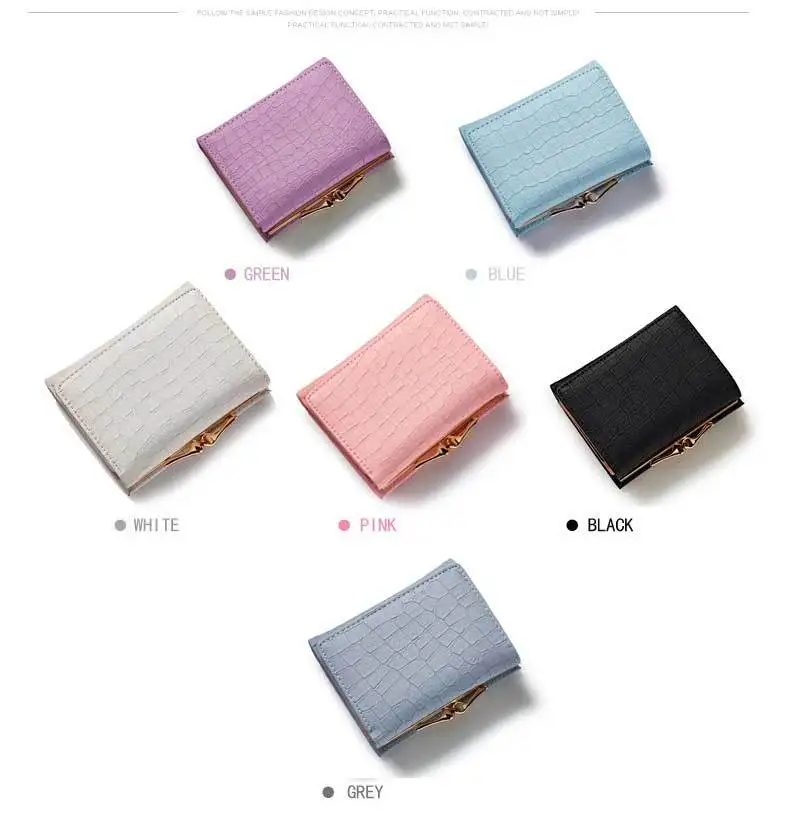 WEICHEN 2017 New Crocodile Pattern PU Leather Women Short Wallet Fresh Style Lady Girls Notecase Female Purse With Coin Pocket 9