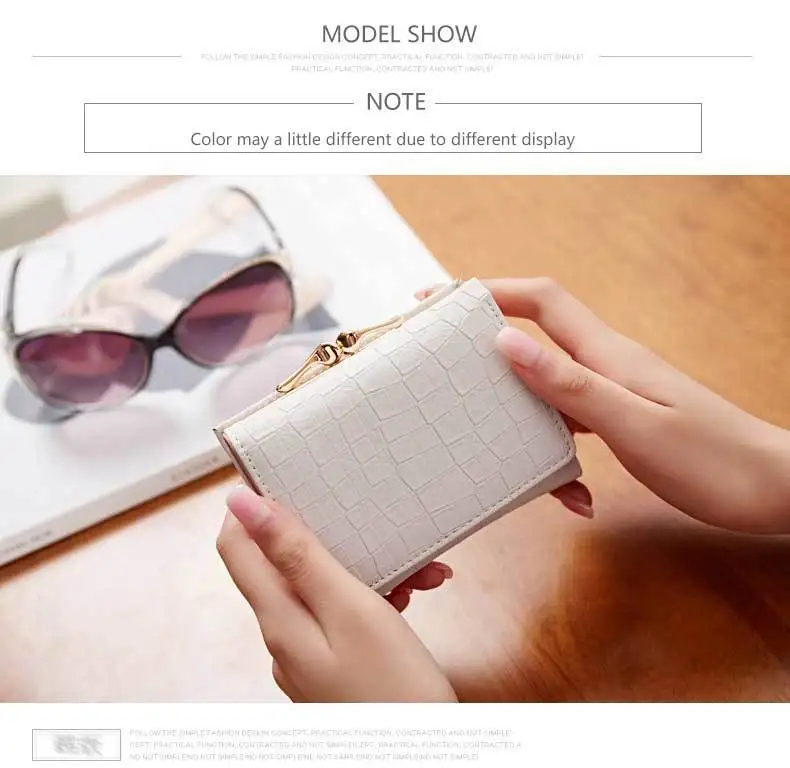 WEICHEN 2017 New Crocodile Pattern PU Leather Women Short Wallet Fresh Style Lady Girls Notecase Female Purse With Coin Pocket 15