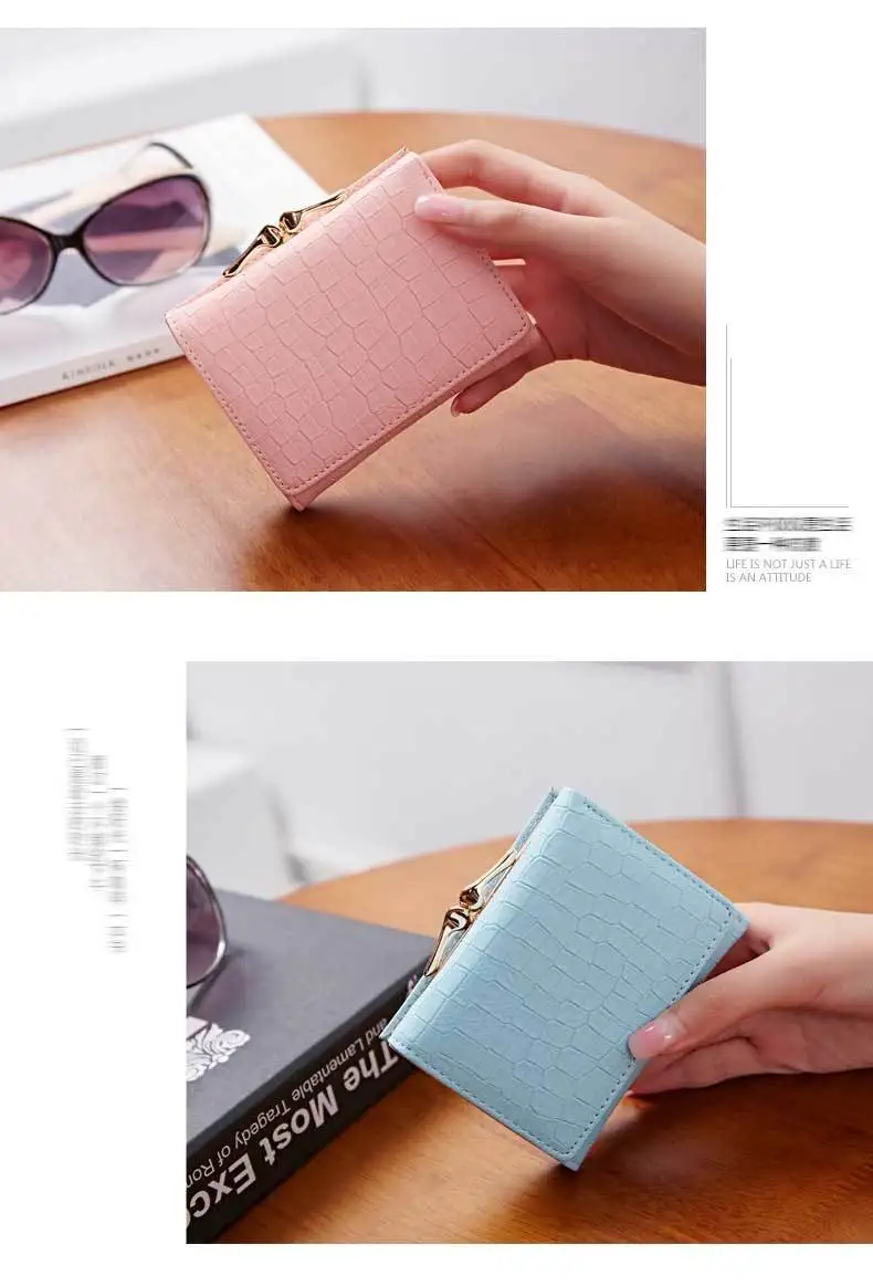 WEICHEN 2017 New Crocodile Pattern PU Leather Women Short Wallet Fresh Style Lady Girls Notecase Female Purse With Coin Pocket 17