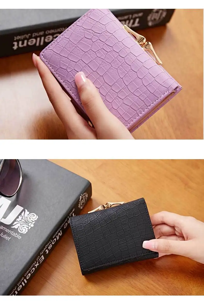 WEICHEN 2017 New Crocodile Pattern PU Leather Women Short Wallet Fresh Style Lady Girls Notecase Female Purse With Coin Pocket 18