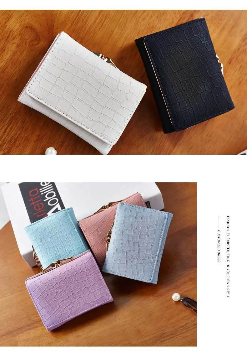 WEICHEN 2017 New Crocodile Pattern PU Leather Women Short Wallet Fresh Style Lady Girls Notecase Female Purse With Coin Pocket 21
