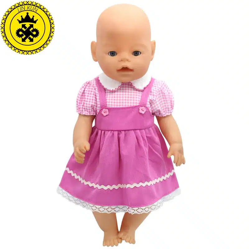 roosa kleit valge pitsiga 43 cm nukule