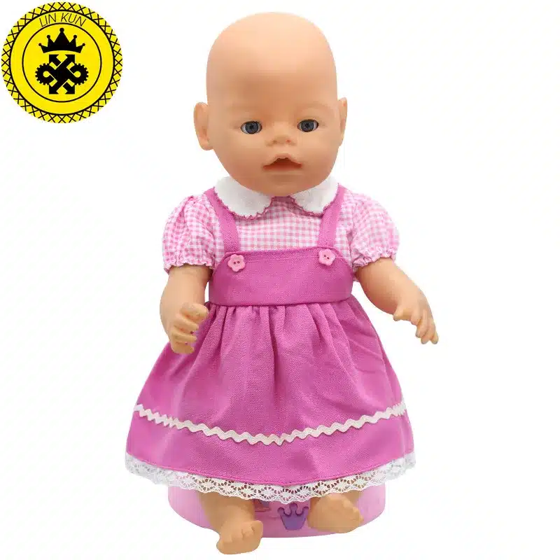 Fit 43cm Zapf Baby Born Doll Clothes Pink Handmade Suspender Skirt Clothes Dress Christmas Gift Doll Accessories Fashion 212 23