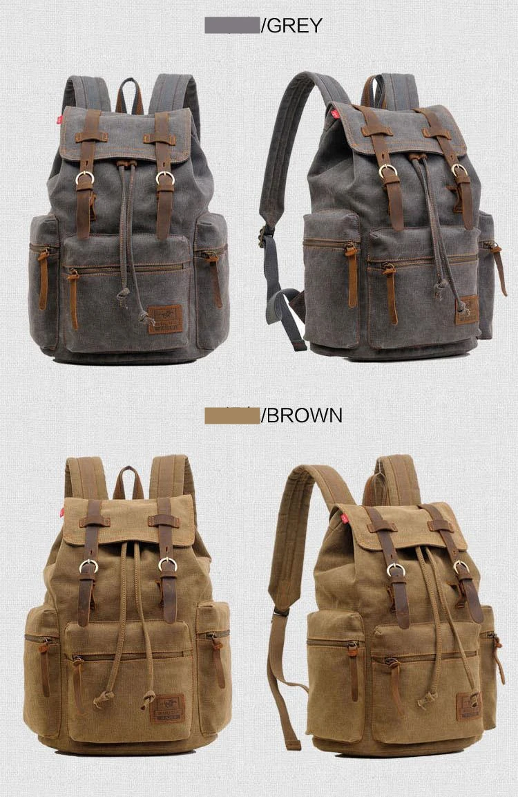 AUGUR New fashion men's backpack vintage canvas backpack school bag men's travel bags large capacity travel laptop backpack bag 4