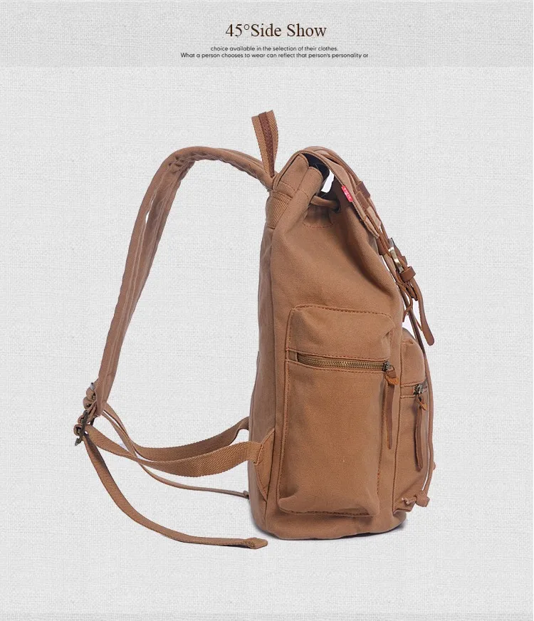 AUGUR New fashion men's backpack vintage canvas backpack school bag men's travel bags large capacity travel laptop backpack bag 5