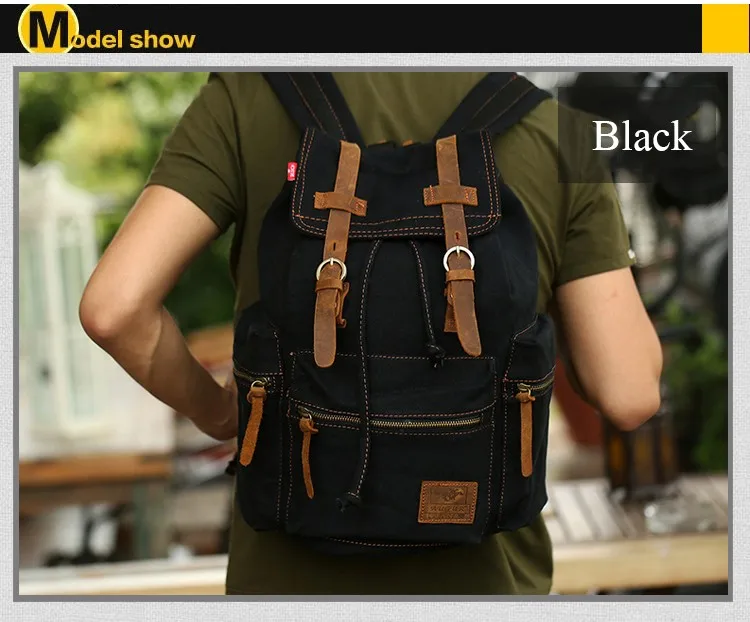 AUGUR New fashion men's backpack vintage canvas backpack school bag men's travel bags large capacity travel laptop backpack bag 8