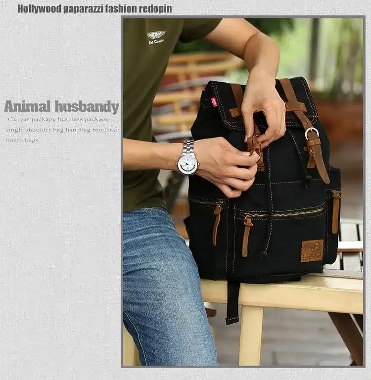 AUGUR New fashion men's backpack vintage canvas backpack school bag men's travel bags large capacity travel laptop backpack bag 9