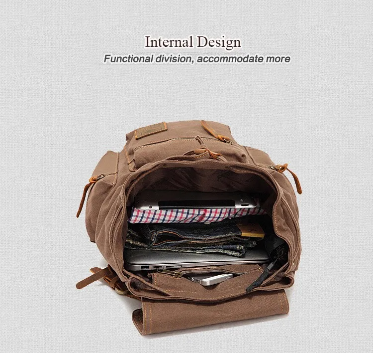 AUGUR New fashion men's backpack vintage canvas backpack school bag men's travel bags large capacity travel laptop backpack bag 17