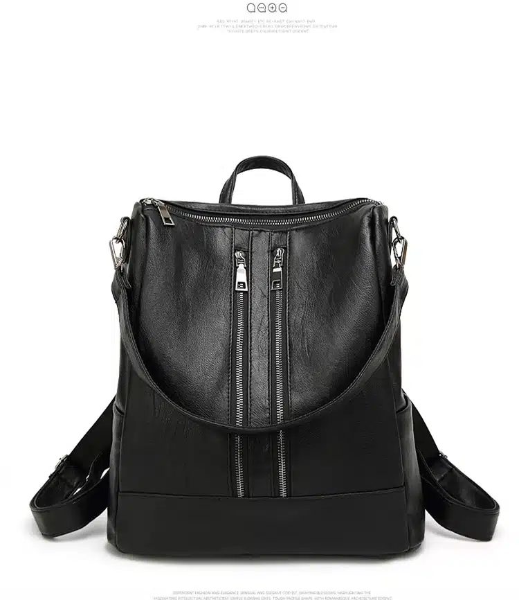 Tinkin PU leather Women Backpack Simple Casual Schoolbag Medium Size Daypack Girl's Daily Bag Vintage Mochila Casual Rucksack 14