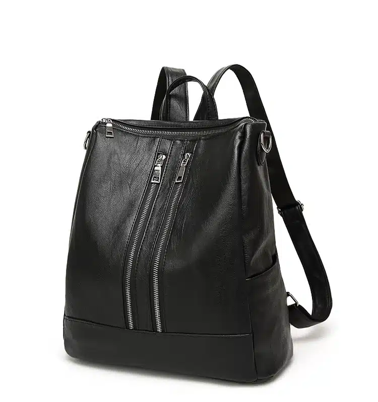 Tinkin PU leather Women Backpack Simple Casual Schoolbag Medium Size Daypack Girl's Daily Bag Vintage Mochila Casual Rucksack 15