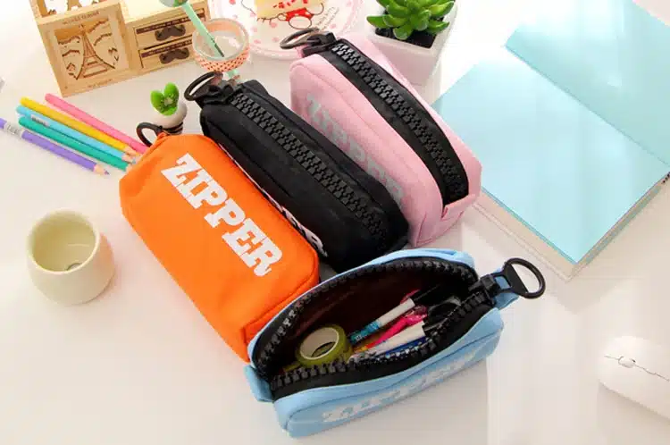 Korean Big Zipper Pencil Bag Large Capacity Canvas Pencil Case School Stationery Pen Storage Box Material Escolar Supplies 12