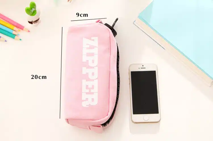 Korean Big Zipper Pencil Bag Large Capacity Canvas Pencil Case School Stationery Pen Storage Box Material Escolar Supplies 23