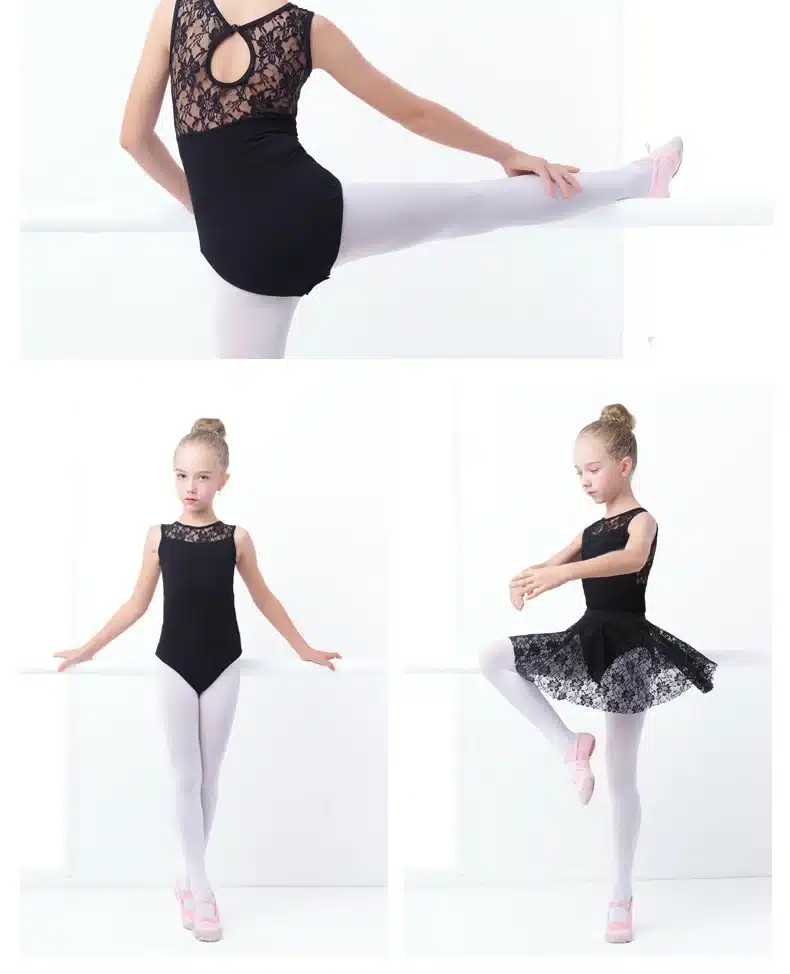 Black Lace Ballet Leotards Girls Kids Vest Ballet Clothing Dancewear Children Gymnastics Leotards 14