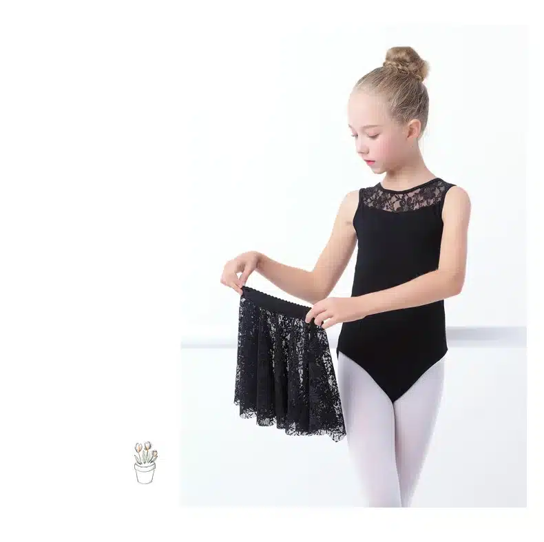 Black Lace Ballet Leotards Girls Kids Vest Ballet Clothing Dancewear Children Gymnastics Leotards 15