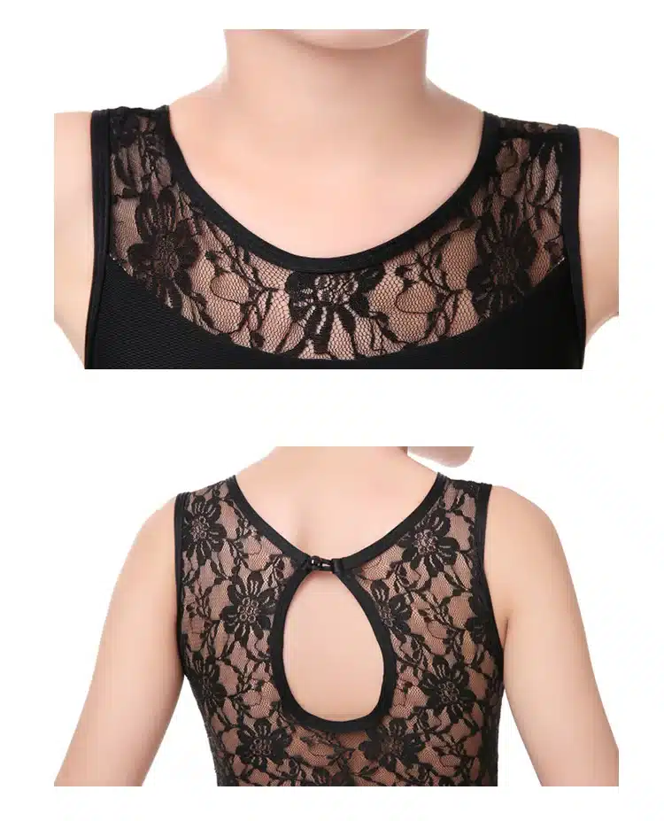 Black Lace Ballet Leotards Girls Kids Vest Ballet Clothing Dancewear Children Gymnastics Leotards 16
