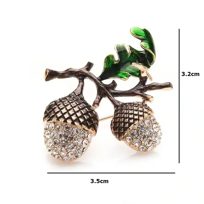 Wuli&baby Rhinestone Pine Tower Enamel Brooches Men Women's Alloy Plants Weddings Banquet Party Brooch 10