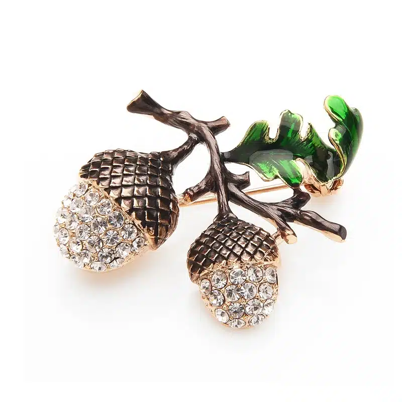 Wuli&baby Rhinestone Pine Tower Enamel Brooches Men Women's Alloy Plants Weddings Banquet Party Brooch 11