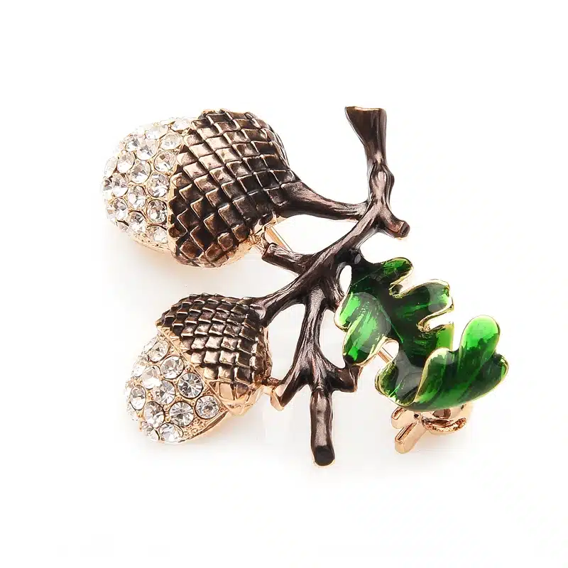 Wuli&baby Rhinestone Pine Tower Enamel Brooches Men Women's Alloy Plants Weddings Banquet Party Brooch 12