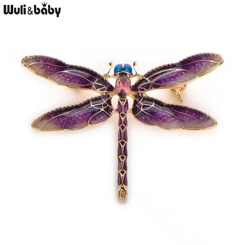 Wuli&Baby Green Purple Enamel Dragonfly Insects Brooches For Women And Men Alloy Metal Banquet Weddings Brooches Pins Gifts 16