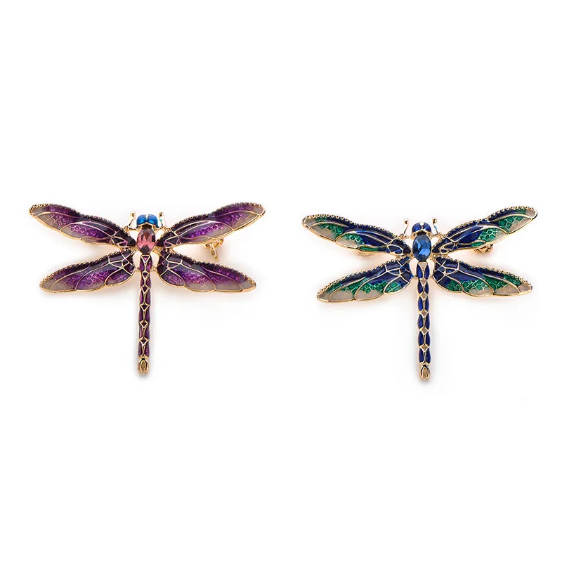 Wuli&Baby Green Purple Enamel Dragonfly Insects Brooches For Women And Men Alloy Metal Banquet Weddings Brooches Pins Gifts 19