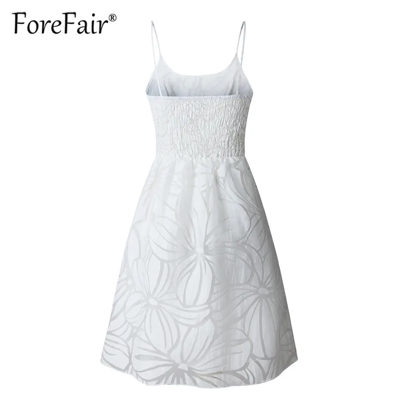 Forefair Women White Mesh Dress Elegant Vestidos Mujer 2019 Summer Sleeveless Backless Spaghetti Strap A Line Mini Ruffle Dress 19