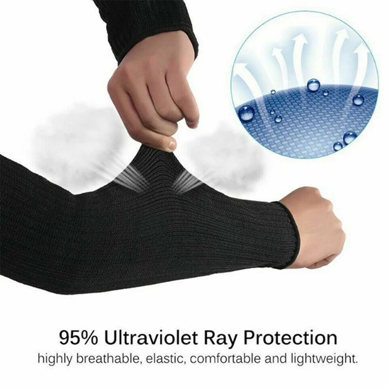 mustad elastsed käe- ja käsivarrekaitsmed, mis pakuvad ultraviolettkiirguse kaitset