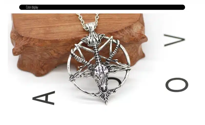 metallist kaelakett pentagrami ja kitsepeaga ripatsiga