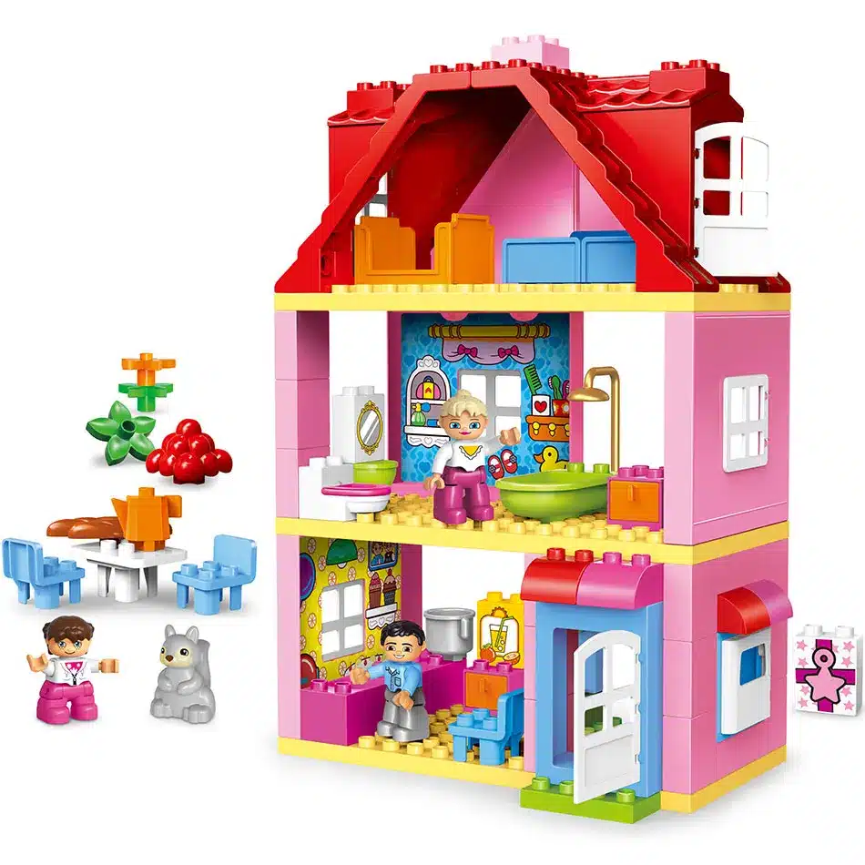 Duplos Friends Pink City Girl Princess Figure Family House Colourful Kids Building Block Educational Baby Toys Gift for 10505 9